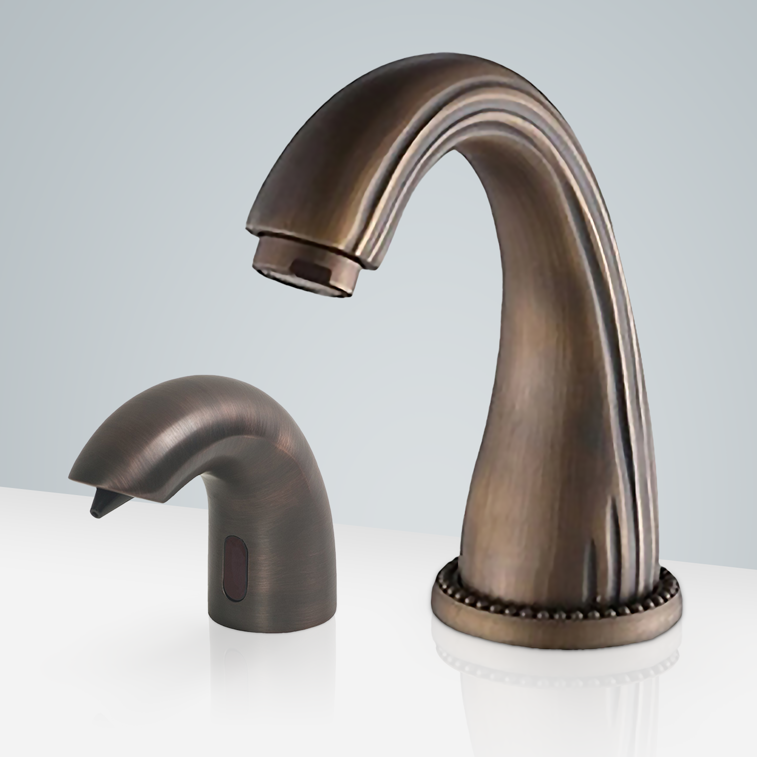  Fontana Creteil Motion Sensor Faucet & Automatic Soap Dispenser For Restrooms In Antique Bronze Finish